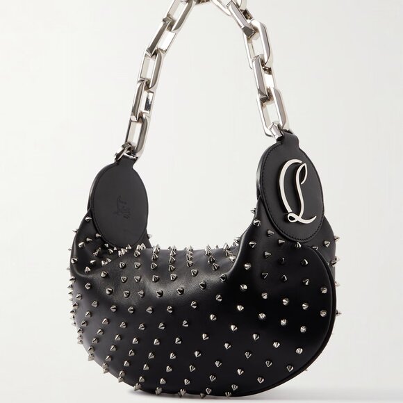 Christian Louboutin LE 54 Studded Spiked Leather Chain Shoulder Hand Bag - Picture 2 of 16